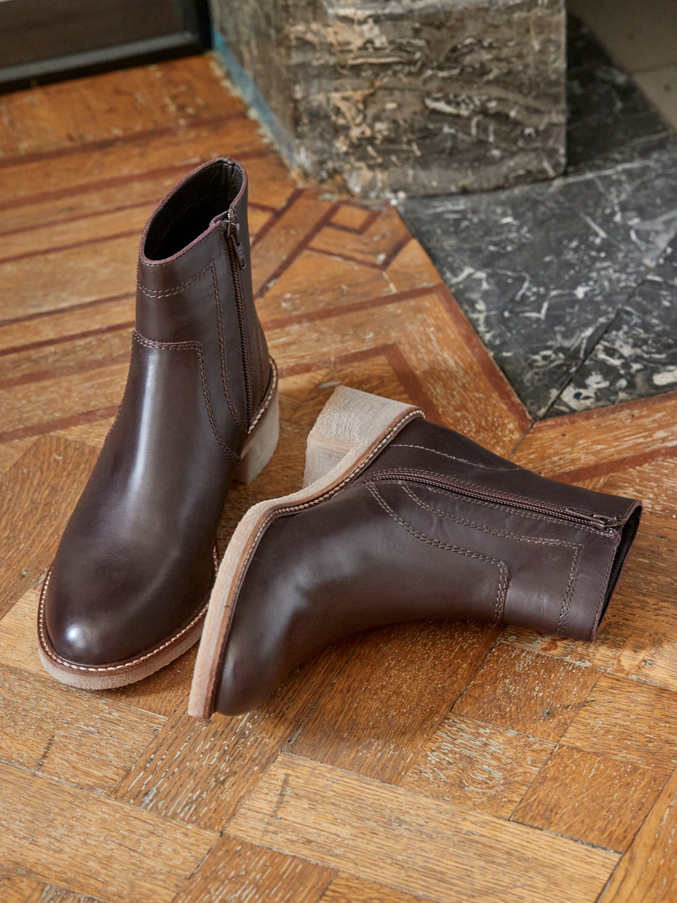 Boots cuir velours femme