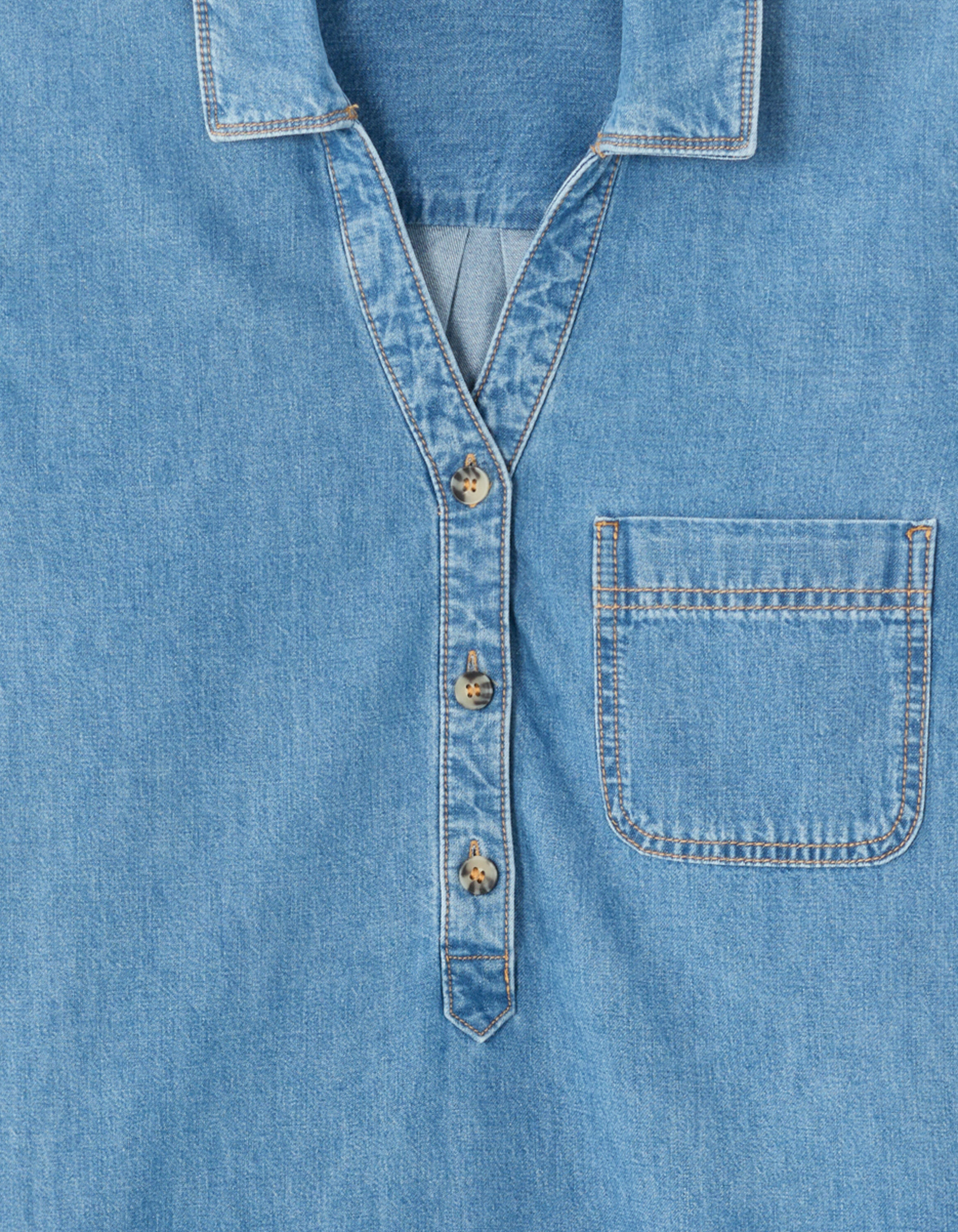 Robe chemise en jean 100% coton - bleu
