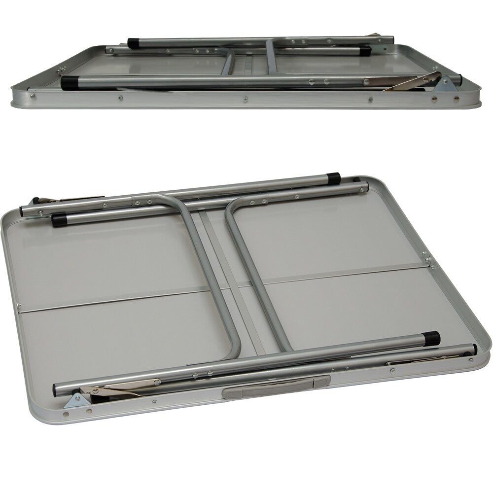 Klappbarer Campingtisch 80x60x67 cm Leichtgewicht Klapptisch Reisetisch im Kofferformat Hell Grau