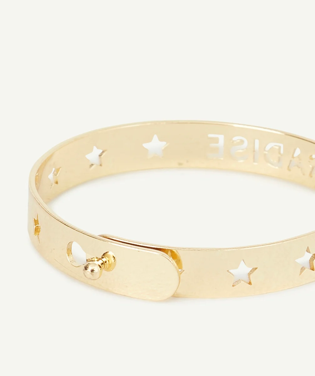 BRACELET JONC FILLE COULEUR DORÉE ET ÉTOILÉ AVEC MESSAGE
