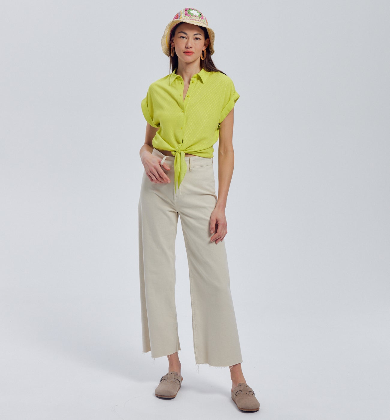 Chemise à nouer Femme - Vert fluo