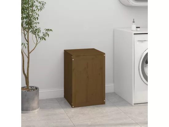 Boîte à linge Marron miel 44x44x66 Bois massif de pin