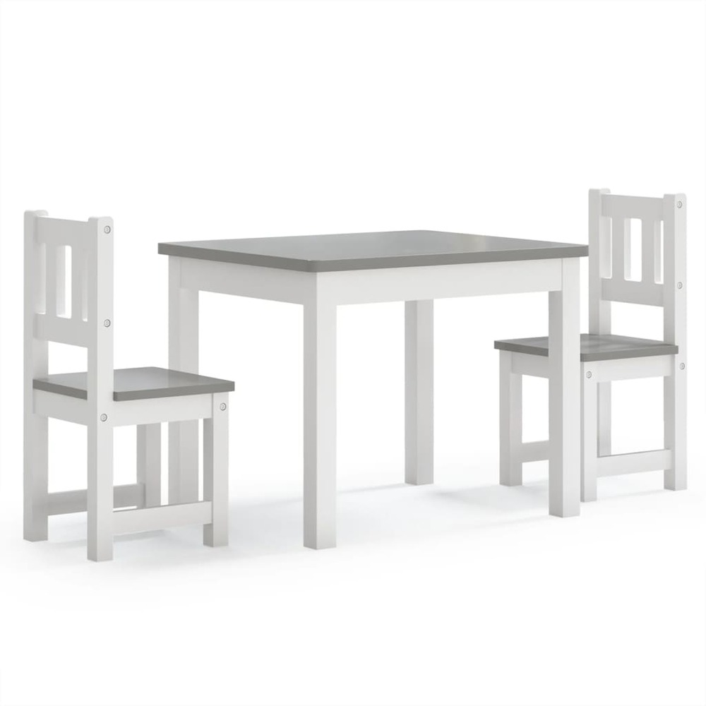 Ensemble de table et chaises enfants 3 pcs blanc et gris mdf