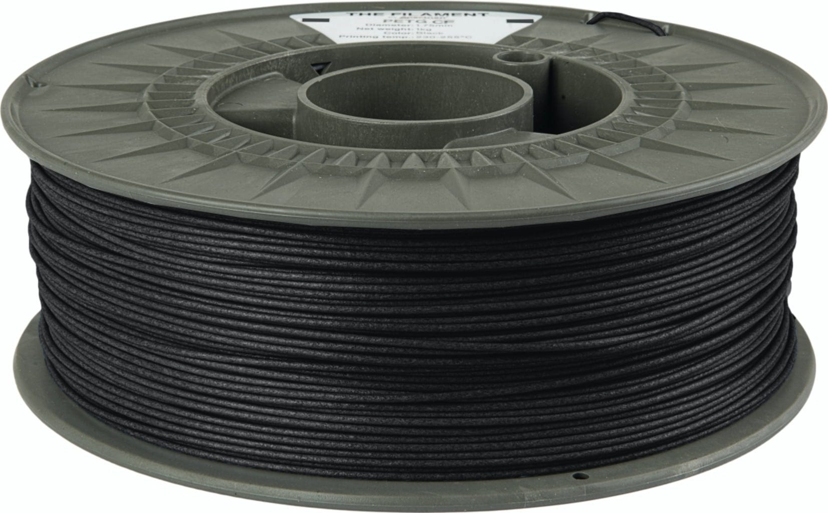 The Filament  PETG CF Black, 1,75 mm / 1000 g    Mit 3 % Kohlefasern verstärktes PETG in Black