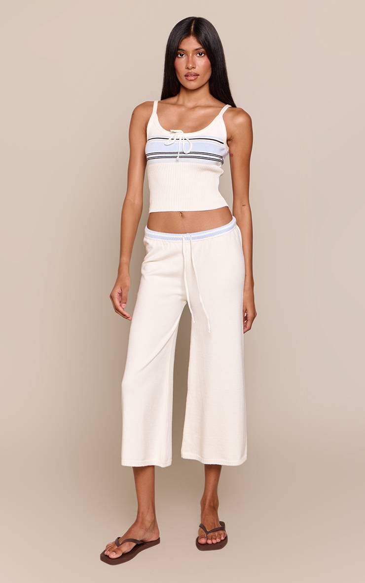 Crème Jupe-culotte Tricotée À Cordon De Serrage