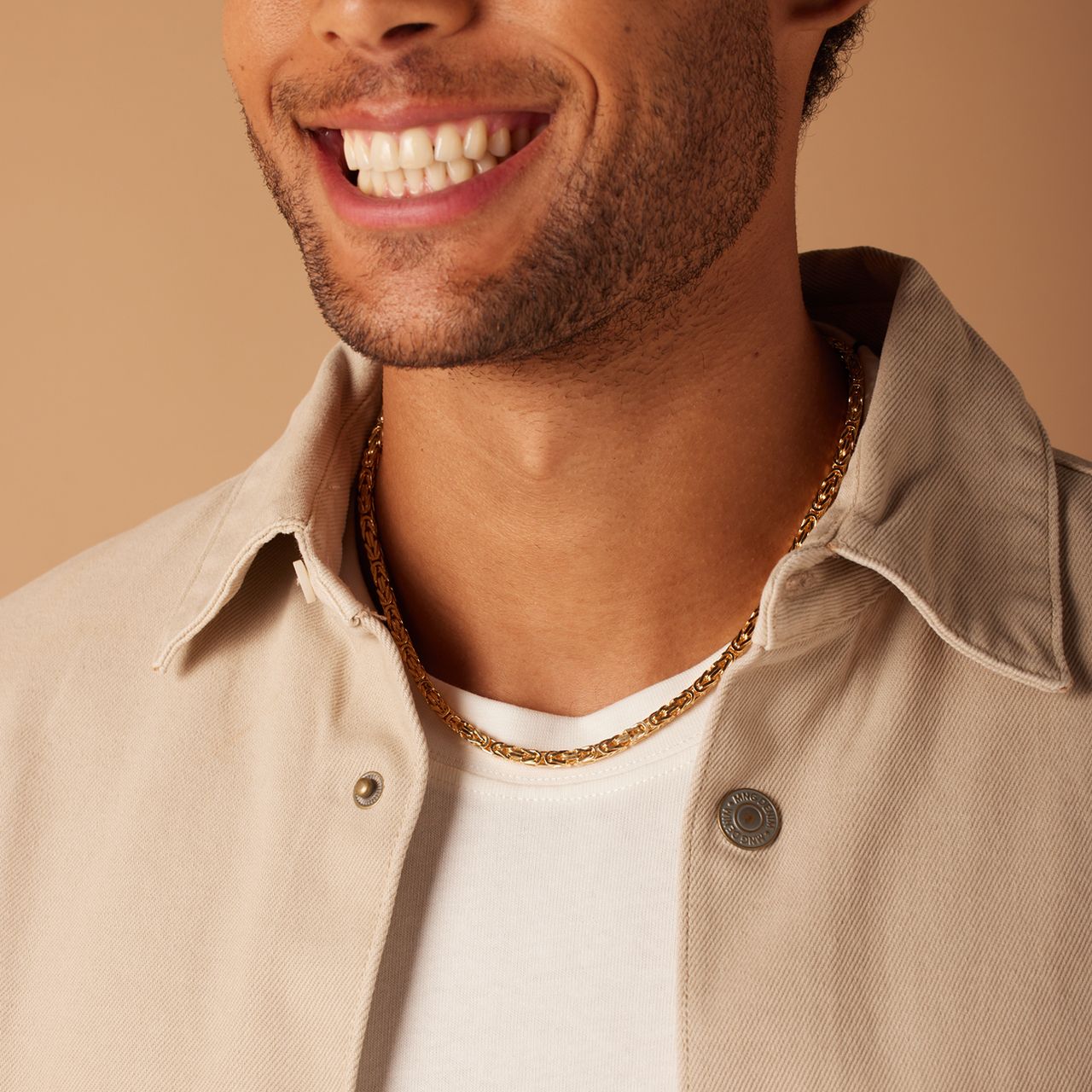 Gerecycled zilveren goldplated herencollier koningsschakel
