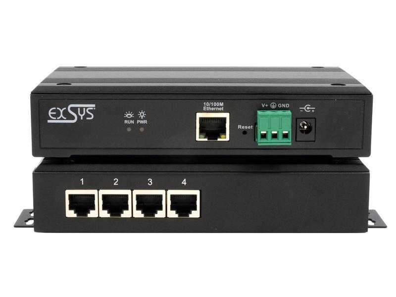 Exsys Serieller Geräteserver EX-61004 Serieller Multiprotokoll-Geräteserver mit 4 Ethernet Ports