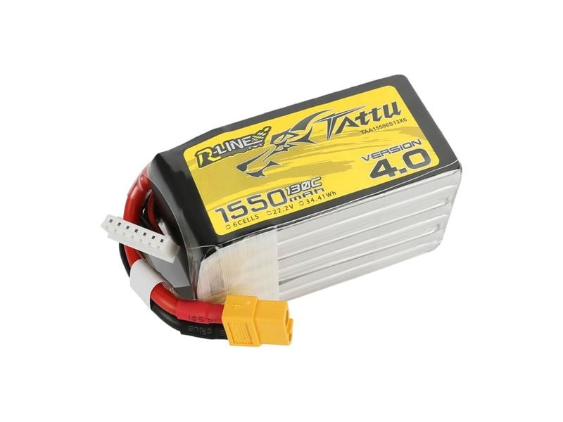 Tattu RC-Akku LiPo 1550 mAh 22.2 V 130C R-Line V4 6S LiPo Akku mit XT60 Stecker