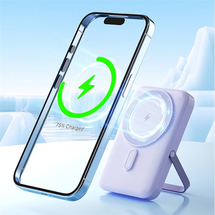 (20W) 10000mAh Magnetische MagSafe Powerbank USB C Power Delivery Ladegerät   Kickstand - Lila