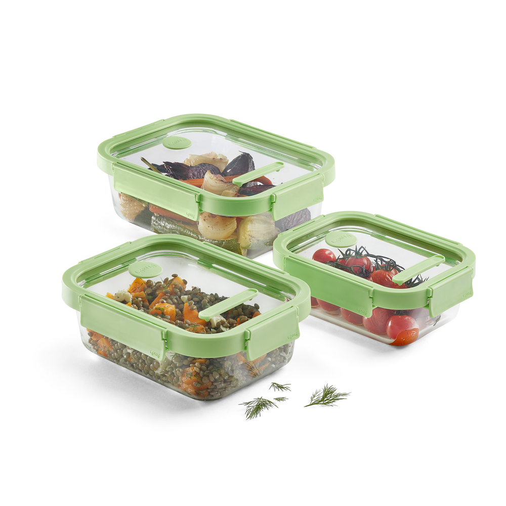 Vershouddoos Glas Rechthoek, set van 3 - Green