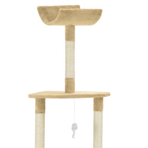 Arranhador bege para gatos com sisal.