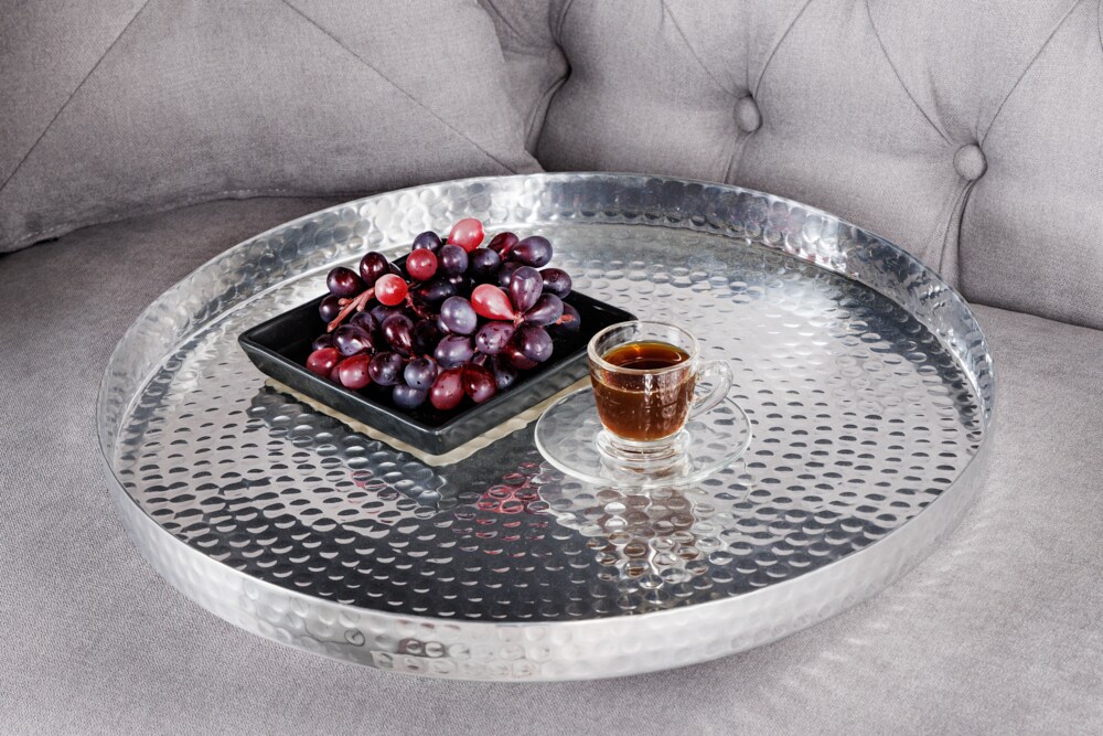 riess-ambiente Beistelltisch ELEMENTS - 2er Set 55cm silber Hammerschlag handmade rund