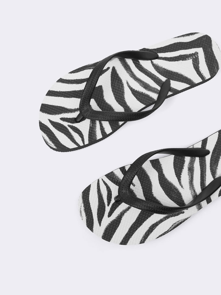 Chinelo de dedo estampado para banheiro - Combinado