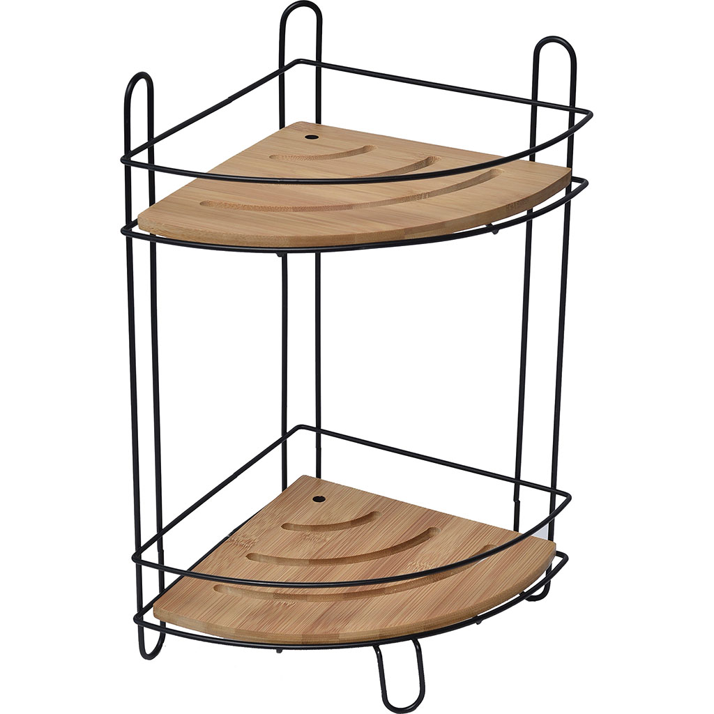 Étagère d'angle bambou 2 niveaux 19.5x36.5x19.5cm