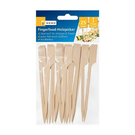 Heku Holzpicker Fingerfood12cm be green 25er aus Bambus, guter Halt durch Golfform