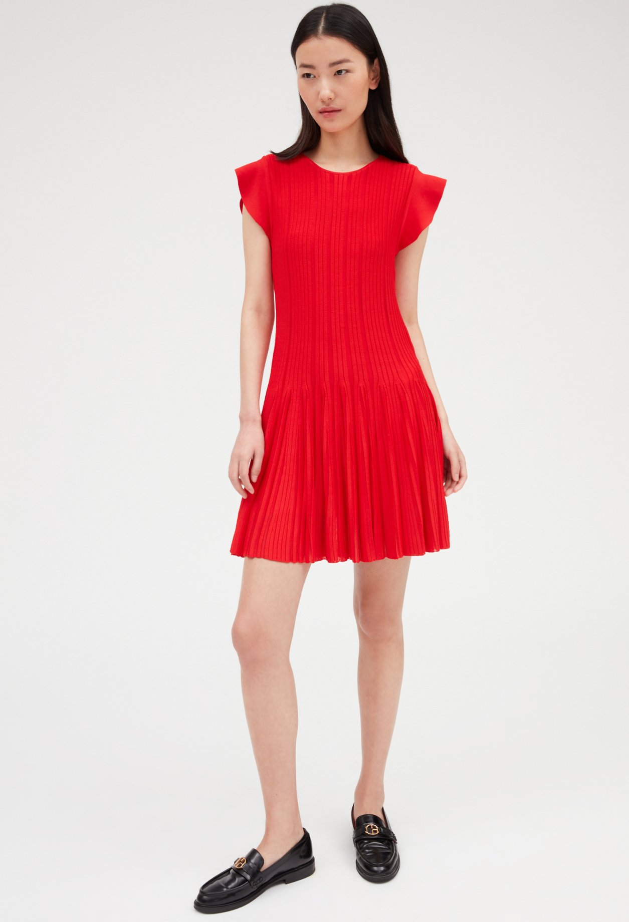 Robe courte maille rouge