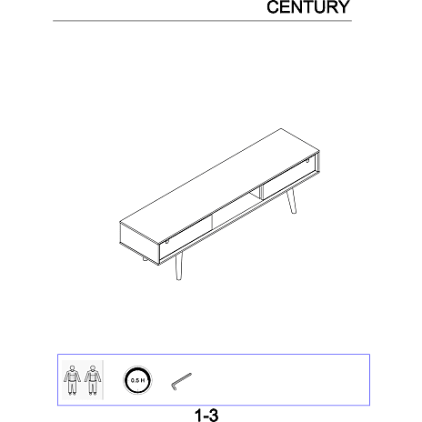 Century TV-bord - hvidpigmenteret eg