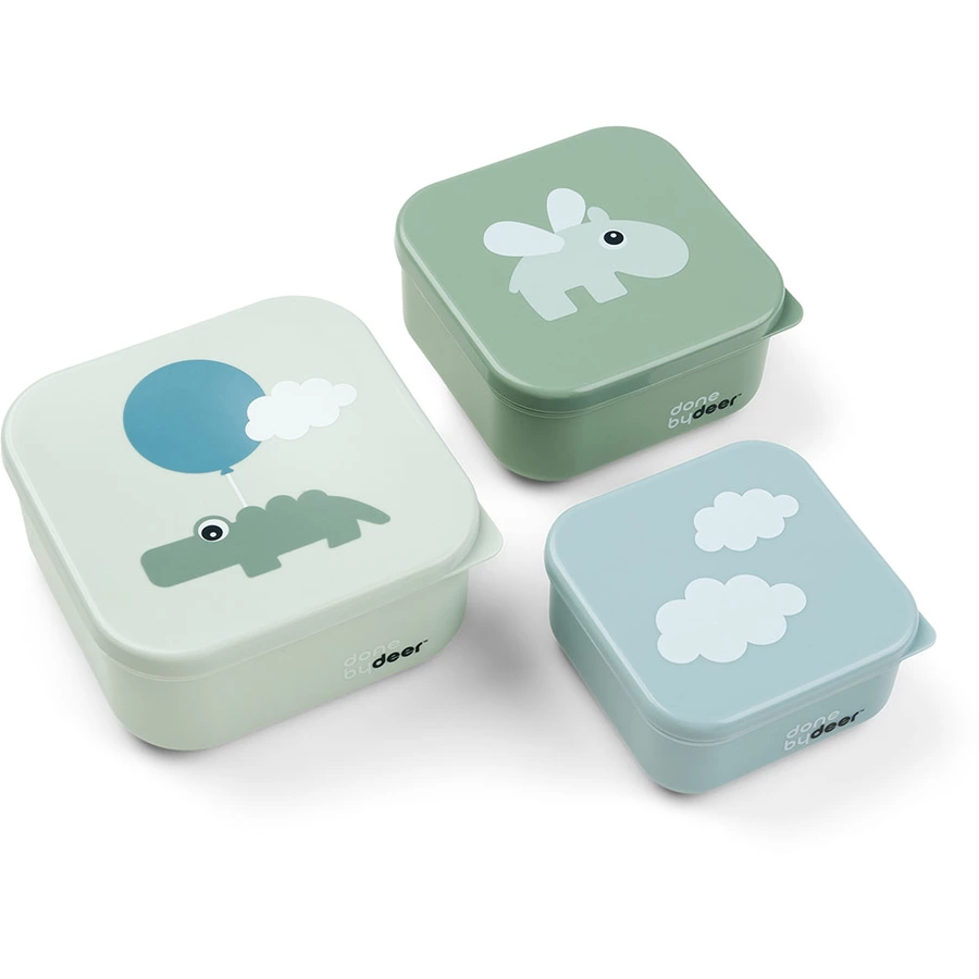 Done by Deer™ Snackbox-Set 3-er Pack Happy clouds Grün
