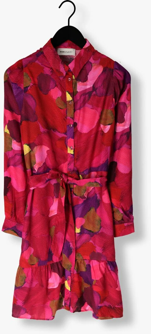 POM AMSTERDAM roze pom amsterdam mini jurk brushwork fiery pink 1