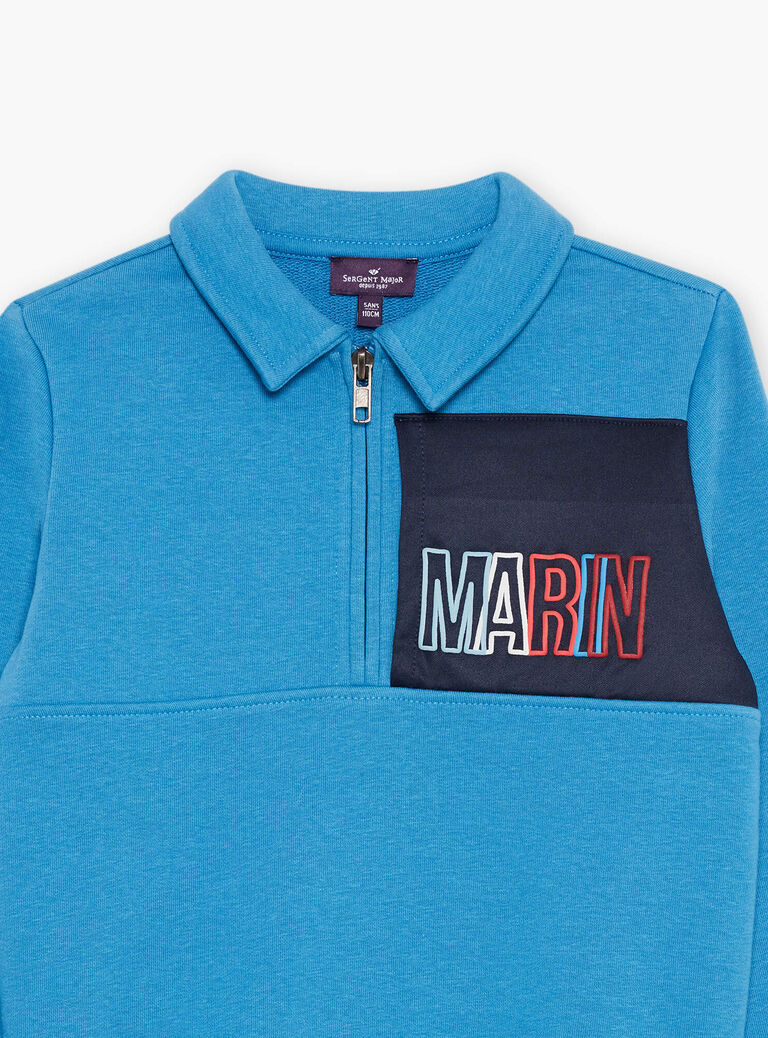Sweat Marin bleu à col zippé