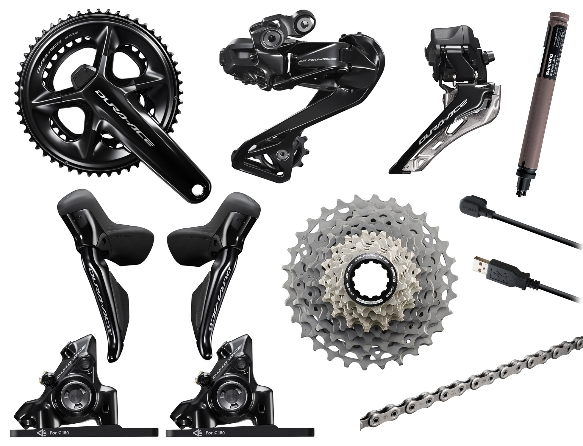Shimano Dura-Ace R9270 Di2 12 Speed Geargruppe 172,5mm med Wattmåler