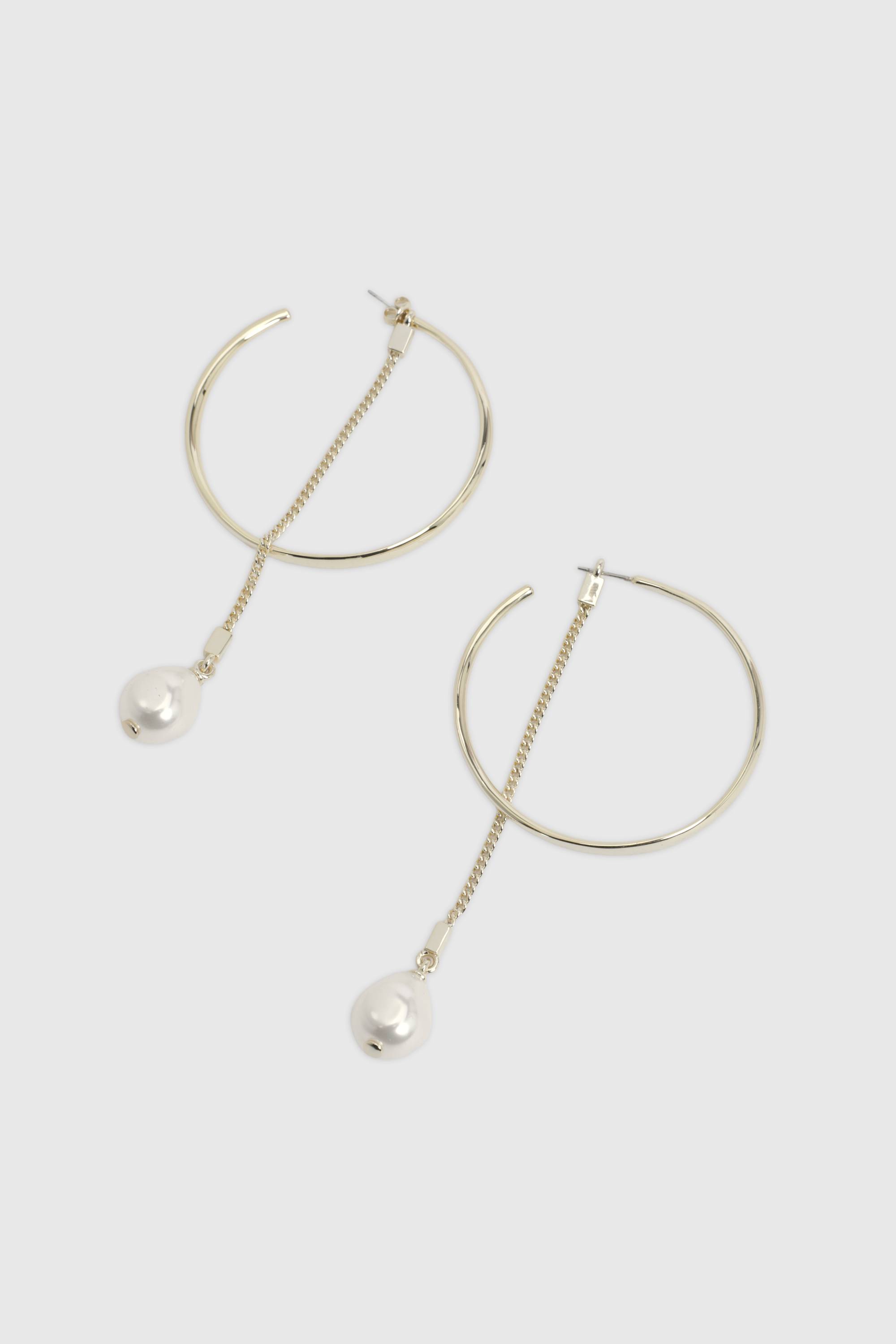 KarenMillen Boucles d'Oreilles Créoles Modernes à Perles