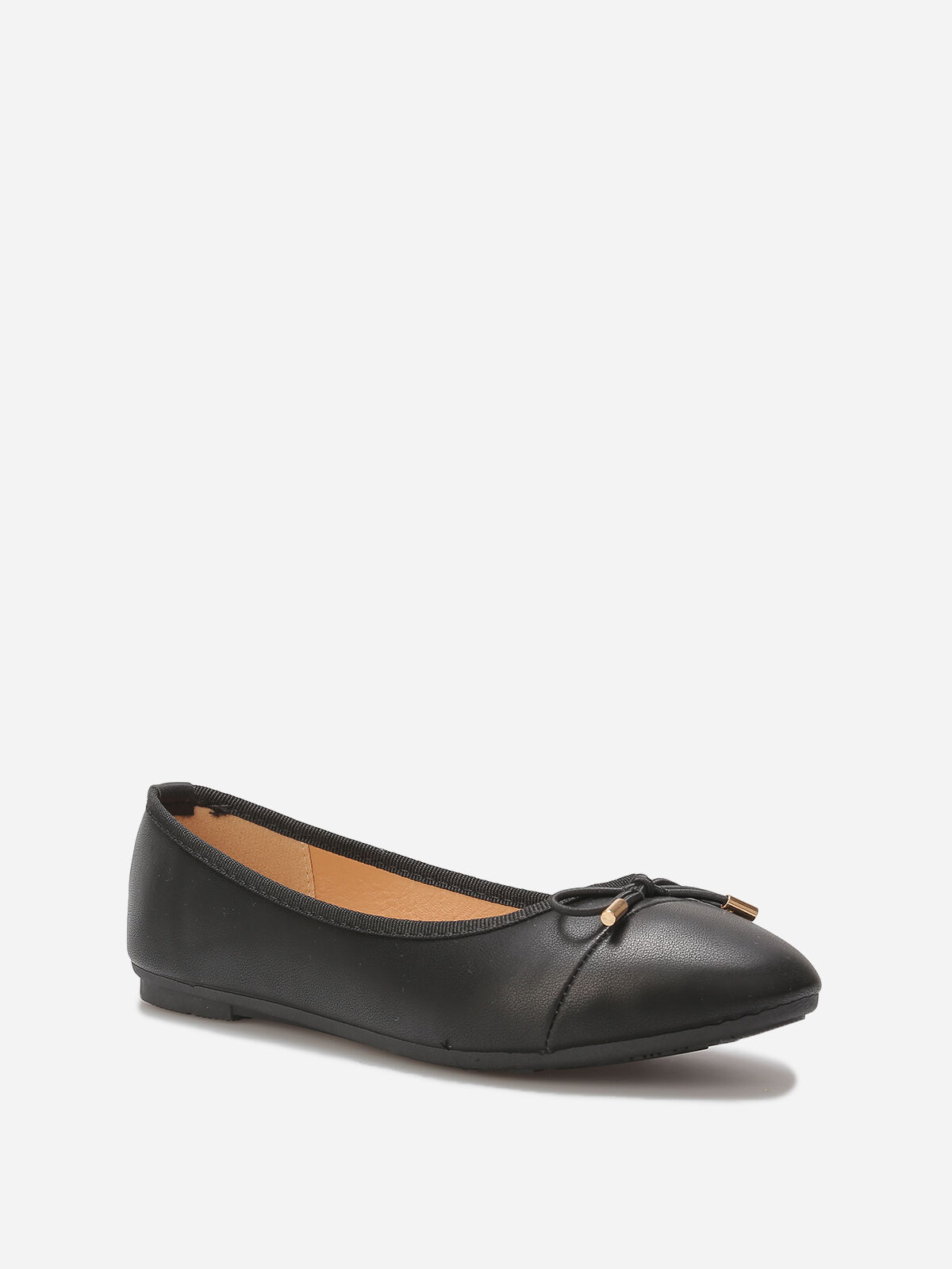 Ballerines en simili avec nœud- Noir