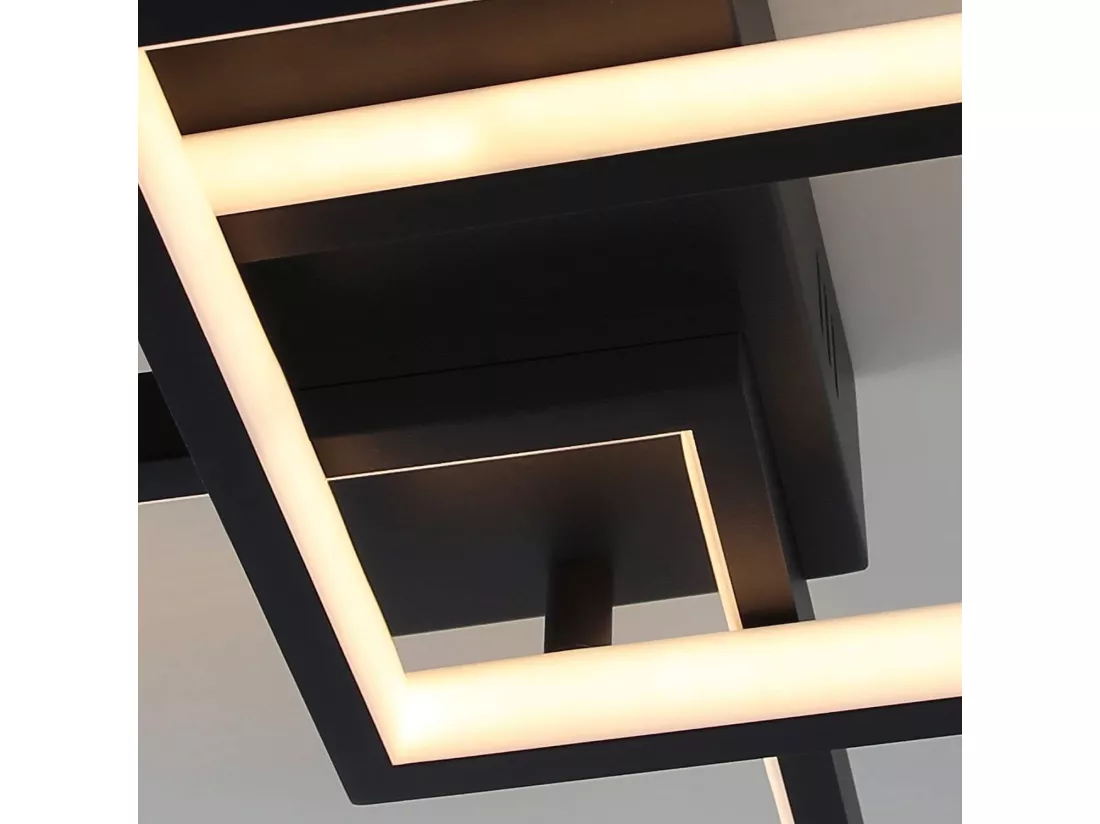 NETTLIFE Plafonnier LED 63W dimmable avec télécommande design moderne en métal noir pour chambre à coucher salle à manger salon bureau