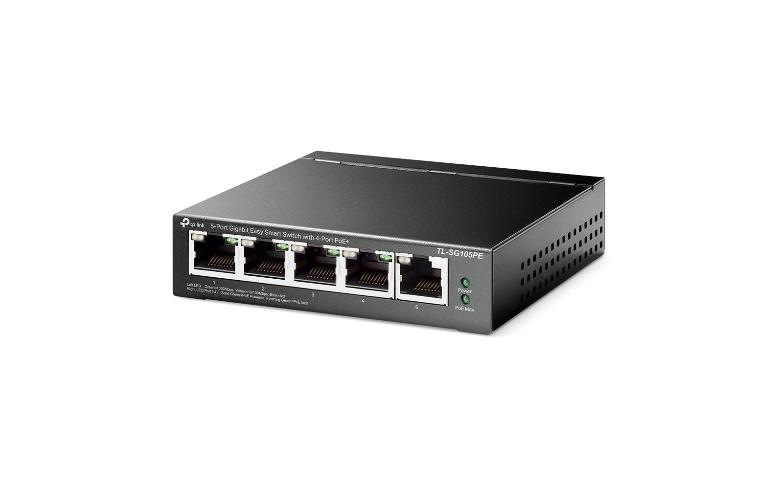 PoE+ Switch Omada PoE+ Easy Smart 5 x 1G TL-SG105PE 5 Port5-Port-Gigabit-Easy-Smart-Switch mit 4 PoE+-Ports