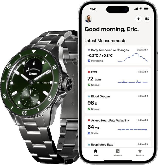 Withings ScanWatch Nova hybridur 42 mm (grøn)
