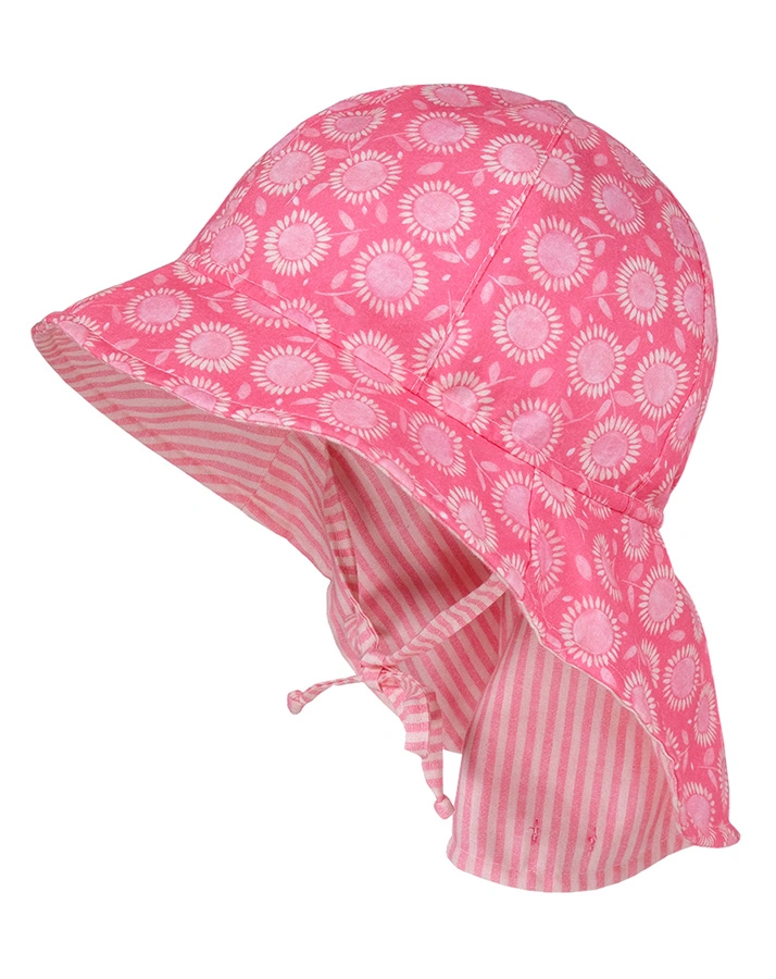 Sommerhut BLUMEN mit Nackenschutz in pink
