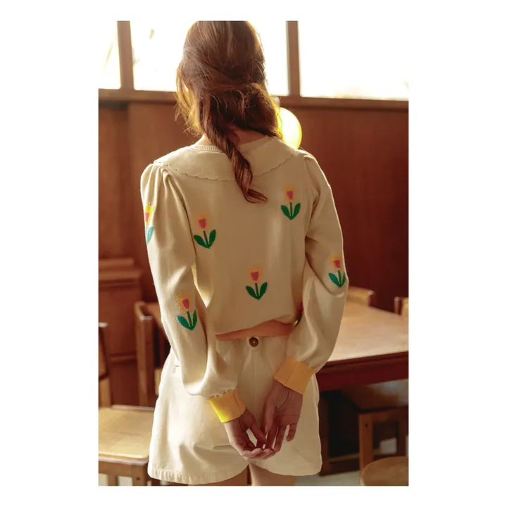 Emile et Ida Gilet Zalipe Tulipe Coton Bio - Collection Femme | Ecru