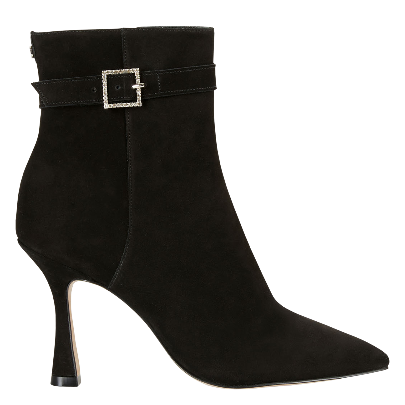 OPALE - Bottines à talons en cuir velours| Noir