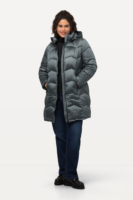 HYPRAR Steppjacke, fein glänzend, wasserabweisend, Kapuze