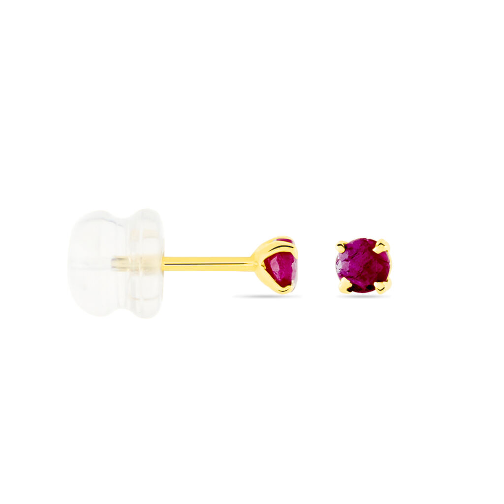 Boucles D'oreilles Puces Elea Serti Griffe Or Jaune Rubis