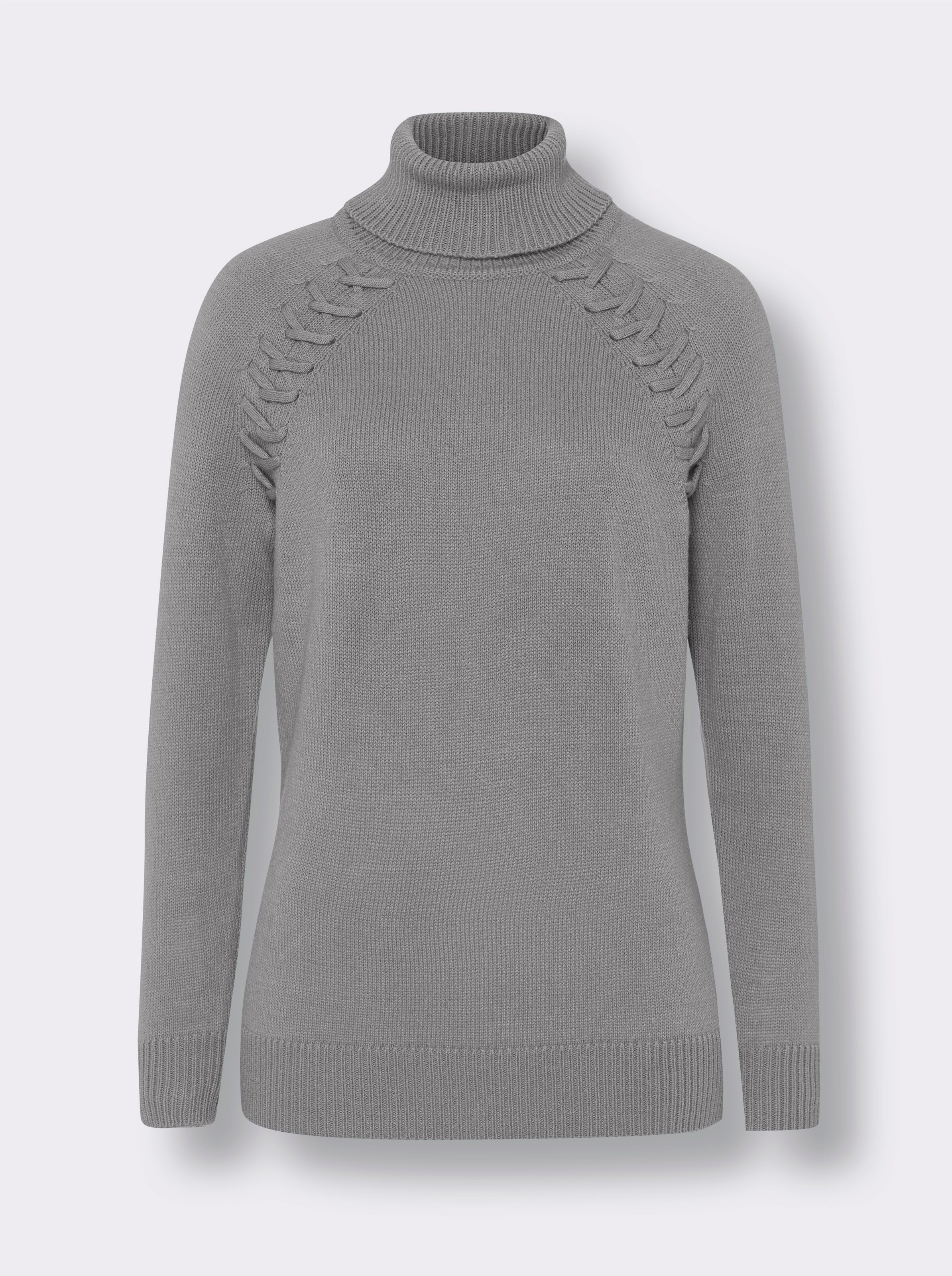Rollkragenpullover mit Zierband-Detail