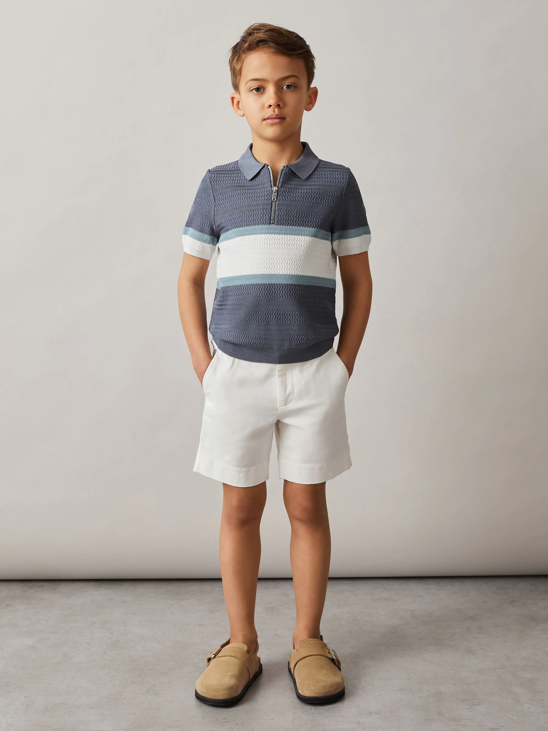 Wit - Reiss Wicket Korte chino met stretch