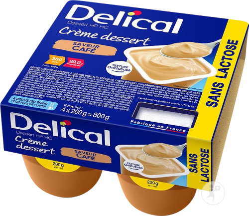 Delical Crème Dessert HP-HC Sans Lactose Café Pots 4x125g