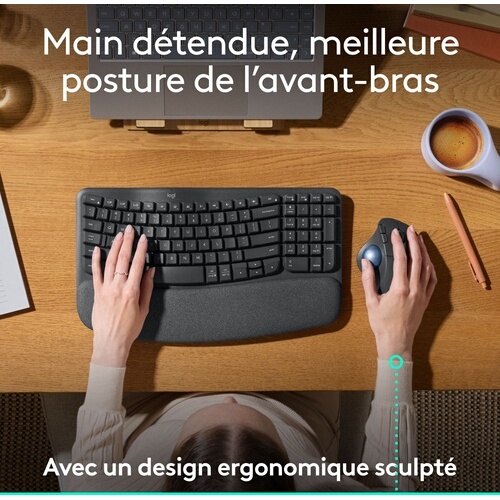 Souris Logitech ERGO M575S trackball sans fil, ergonomique - Graphite