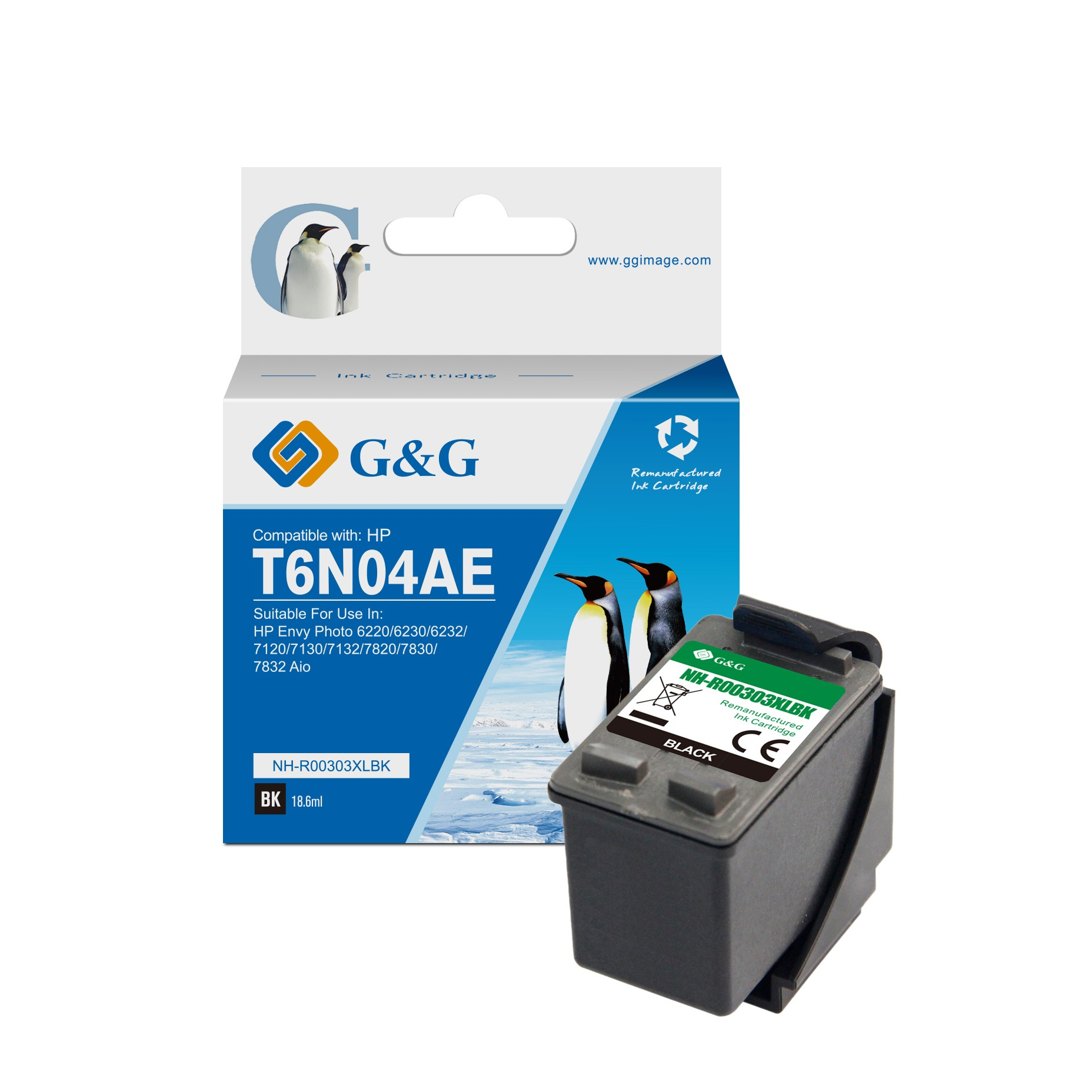 Ersetzt HP T6N04AE / 303XL BK Druckerpatrone Printer Tintenpatrone (600 Seiten / 18.6ml) - Schwarz