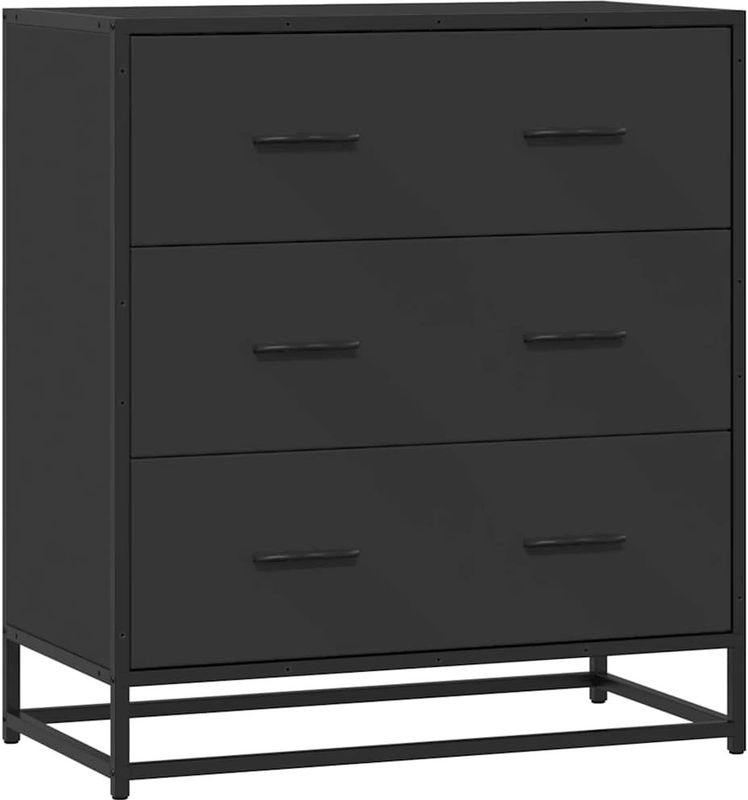 vidaXL - Dressoir - Zwart - Bewerkt Hout en Metaal - 3 Lades