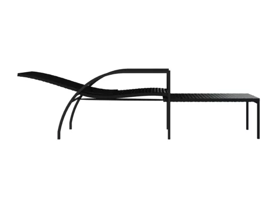 Chaises longues avec repose-pied 2 pcs Résine tressée Noir