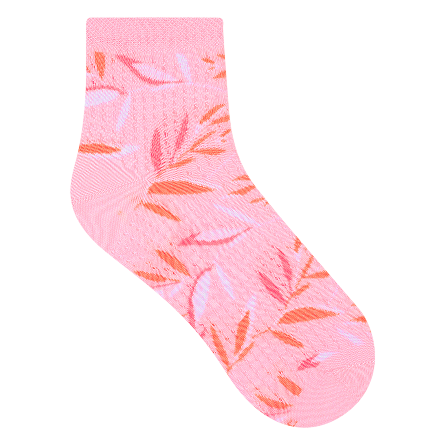LE FIL D ECOSSE - Chaussettes courtes ajourées et imprimées | Rose