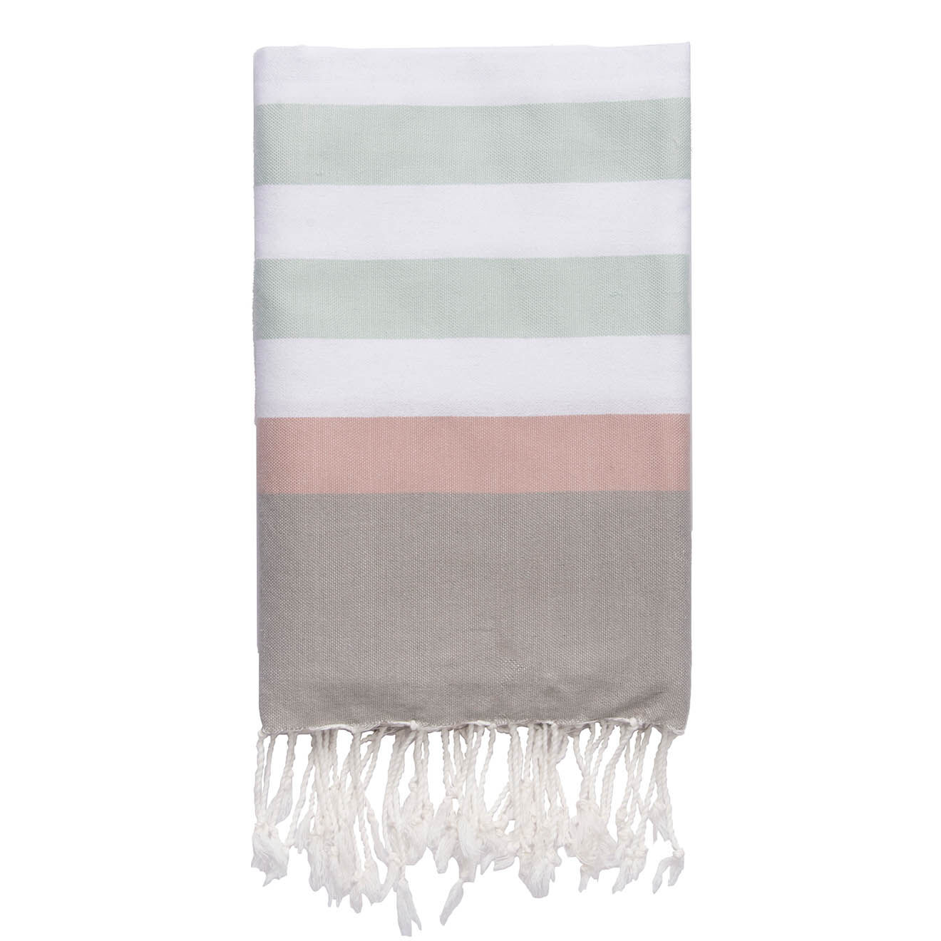 Febronie Fouta Arcachon vert d'eau/blanc/rose pâle/gris perle - 100x200 cm