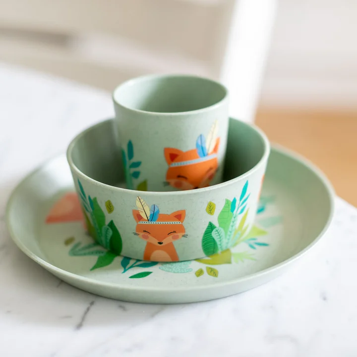Koziol - Connect Kinder-Geschirrset Africa, organic yellow (3er-Set)