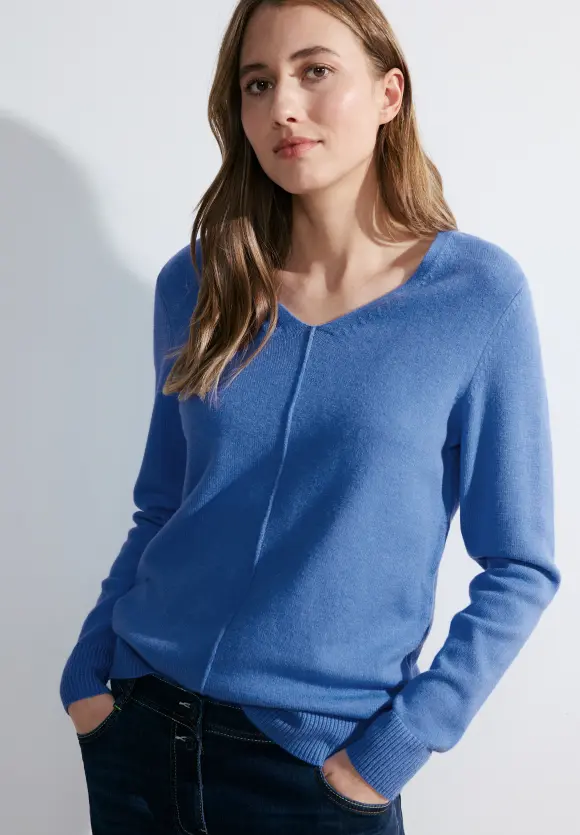 Cosy Strickpullover - water blue melange