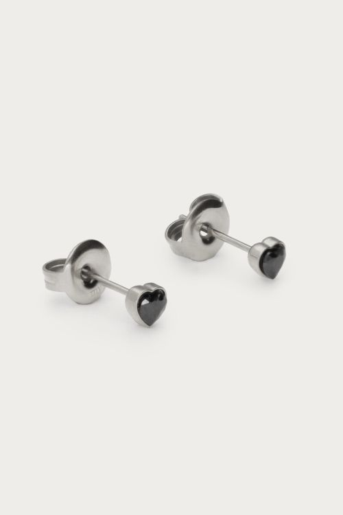 Studs met zwart strass hartje