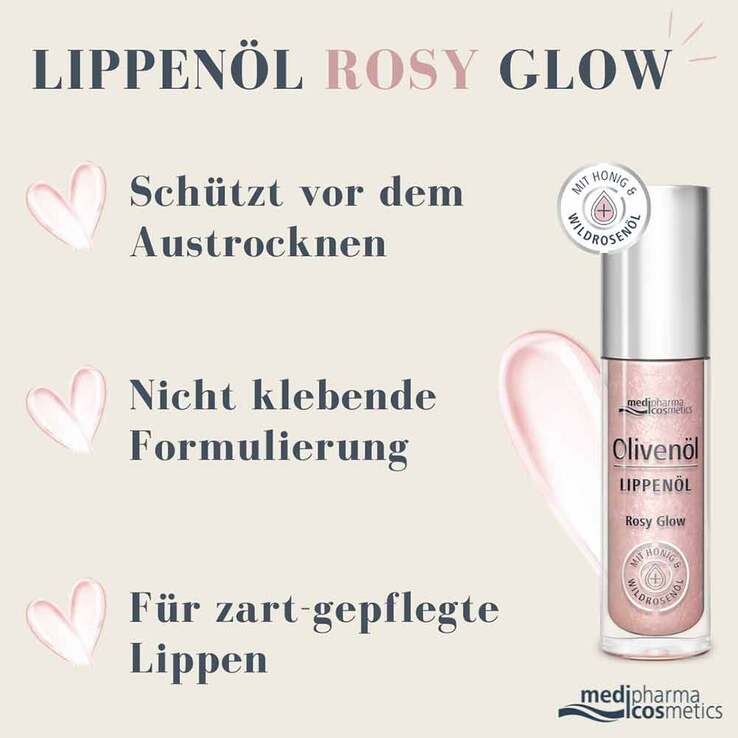 Olivenöl Lippenöl rosy glow, 4 ml