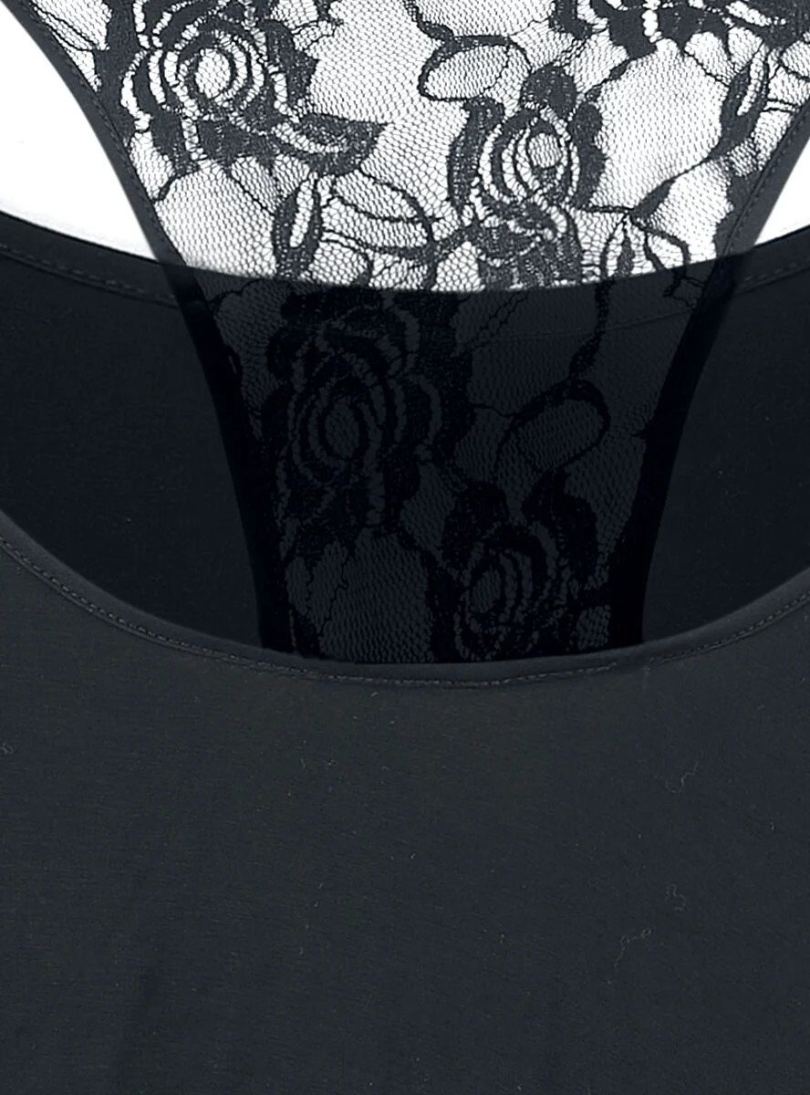 Haut Dos Dentelle Manches Chauve-Souris | Gothicana by EMP T-Shirt Manches courtes