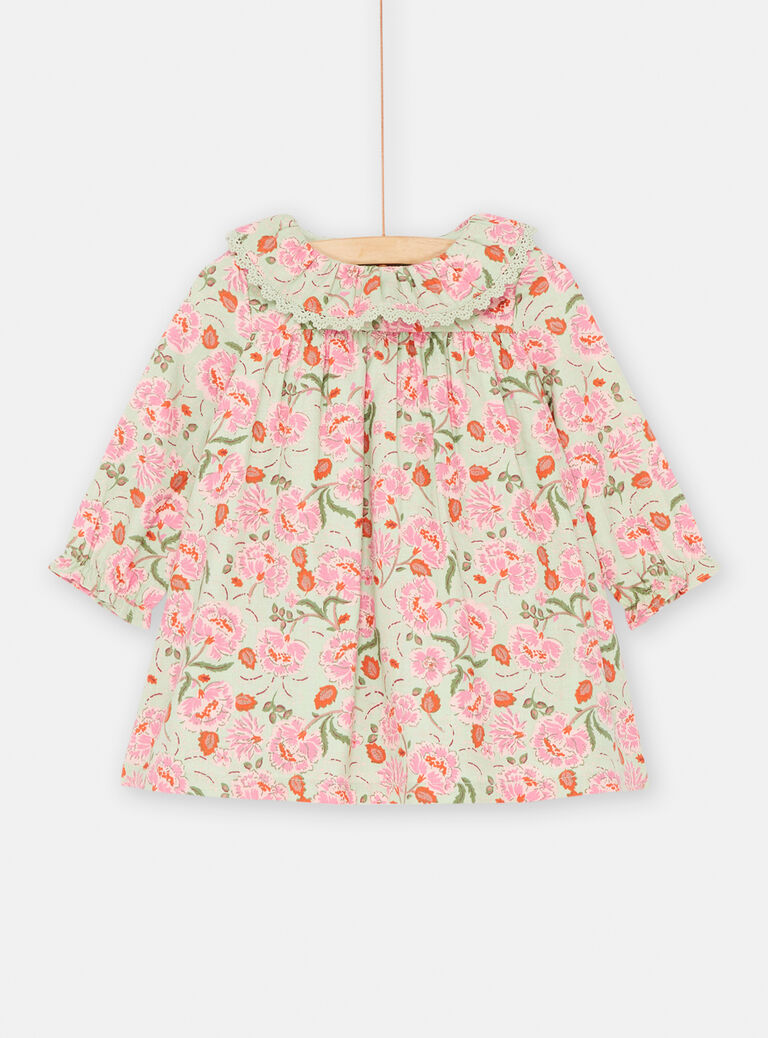 Robe en twill avec un motif fleurs bébé fille